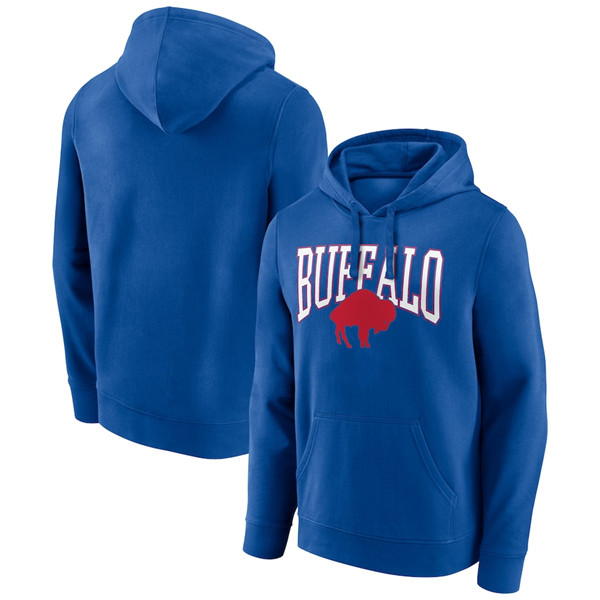 Men's Buffalo Bills Royal Gridiron Classics Campus Standard Pullover Hoodie - Click Image to Close